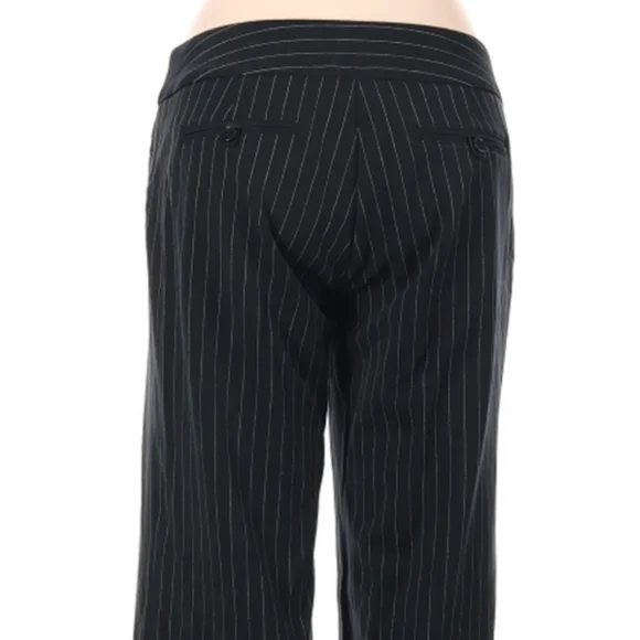 Oleg Cassini Dress Pants Size 8 Mid Rise Navy Blue White Pinstripes Pockets - Picture 4 of 7